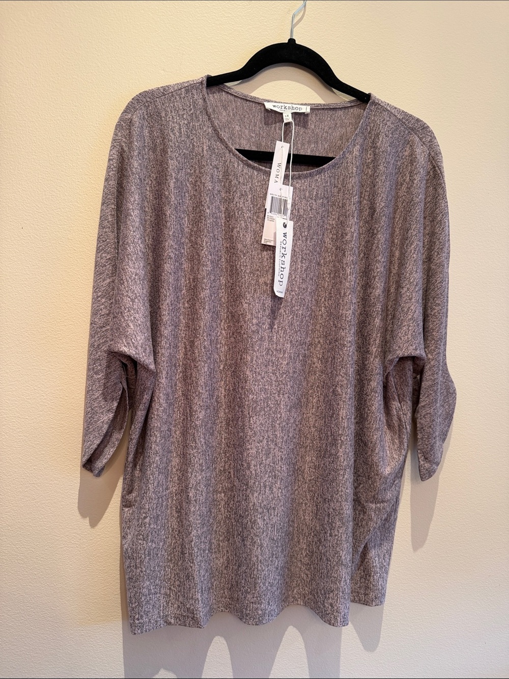 Heather Purple Gray Relaxed Crew Neck Sweater - Workshop Republic Clothing